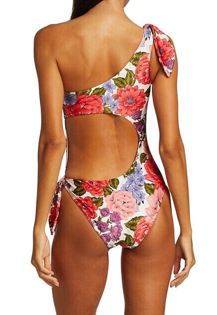 Zimmermann Poppy Tie Shoulder One Piece Swimsuit | Cutout, Floral, One Shoulder