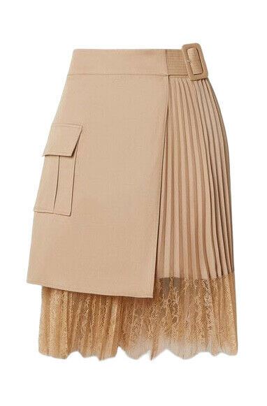 Self Portrait Canvas Wrap Mini Skirt | Utility, Lace, Beige, Pleats, High Waist