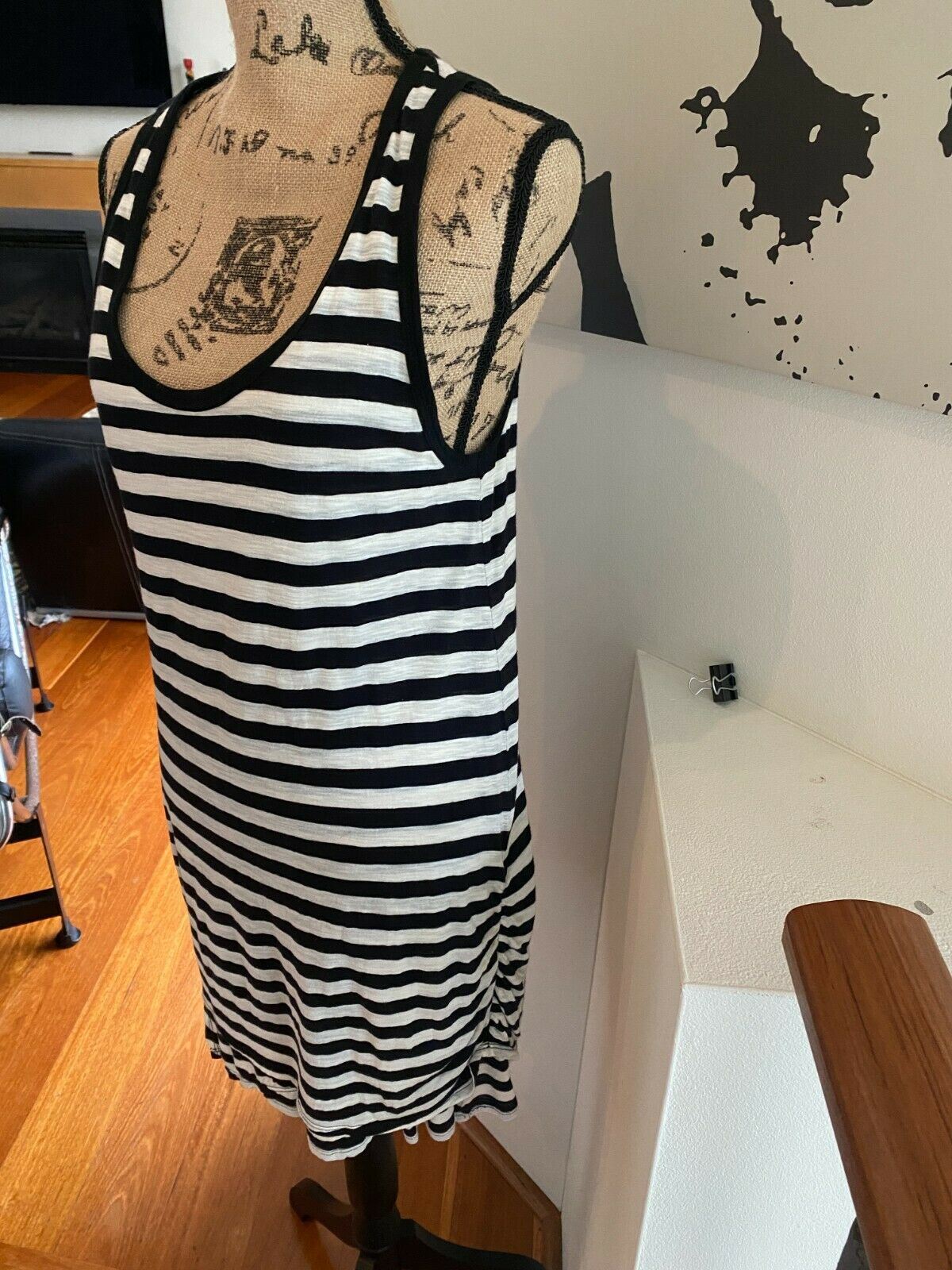 Proenza Schouler Tank Dress | Black/White Stripe Mini Cotton Jersey Stretch Sz M