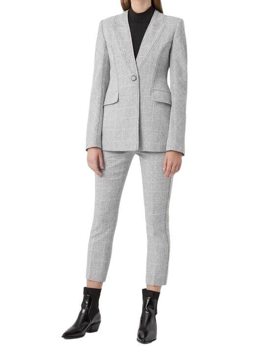 Camilla and Marc Saros Blazer | Stretch Suiting, Checkered, Grey, Faux Lapel