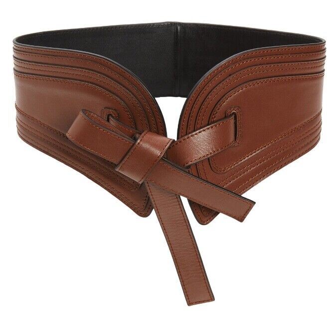 Zimmermann Top Stitch Wide Waist Belt | Leather, Tie Closure, Waist, Size XS / S