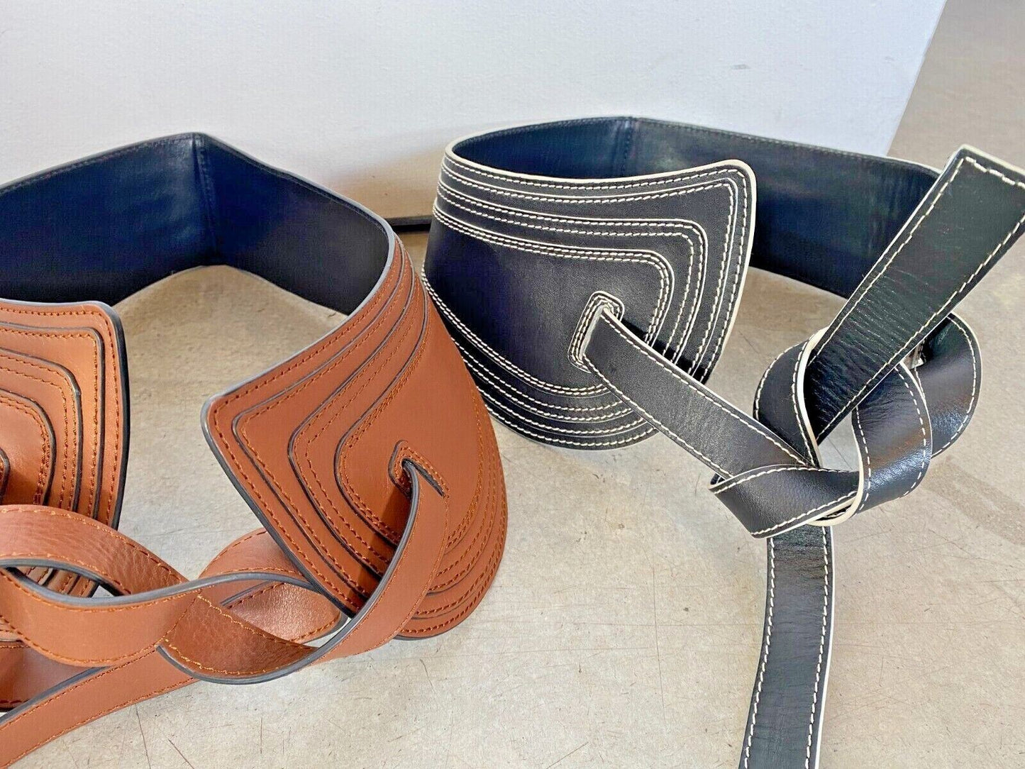 Zimmermann Top Stitch Wide Waist Belt | Leather, Tie Closure, Waist, Size XS / S