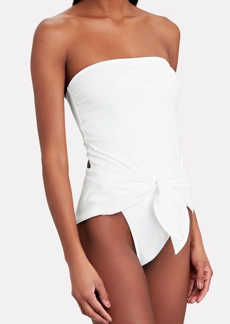 Zimmermann Riders Tie Waist One Piece | White / Ivory , Cutout, Bandeau, Bridal