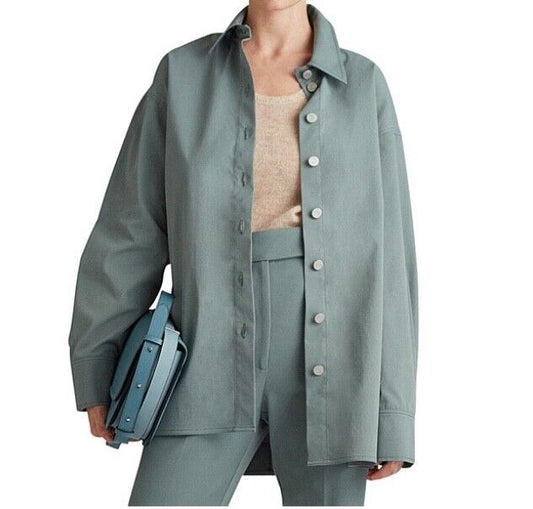 Camilla and Marc Nelle Jacket | Teal Blue, Relaxed Fit, Denim Shirt, Casual Top