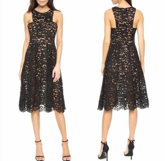 MINISTRY OF STYLE Black Lace Midi dress | Nude Lining, Black, Size 8, Worn Once