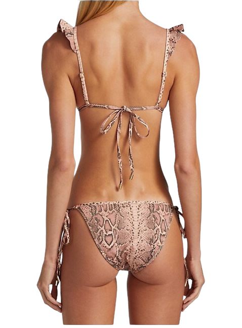 Zimmermann Moonshine Waterfall Frill Bikini | Pink Snake Print, Tie Bottoms