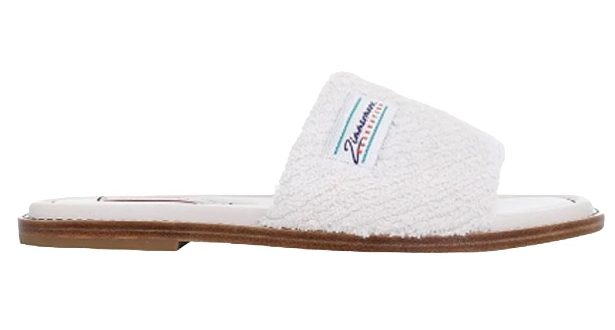 Zimmermann Chubby Terry Towel Slide | Leather Sole, White, Cushioned Sandals