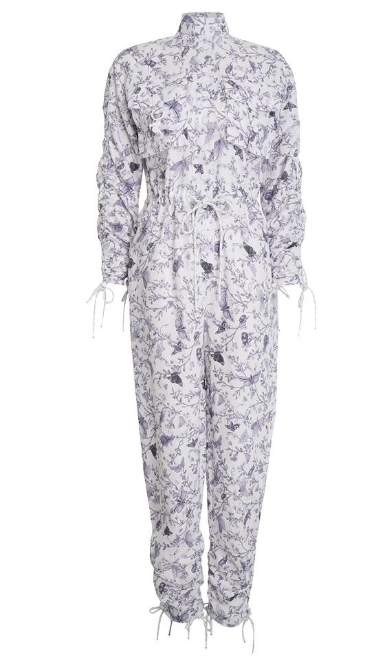 Zimmermann Utility Jumpsuit | Blue Garden Floral, Linen, Boilersuit, Drawstrings