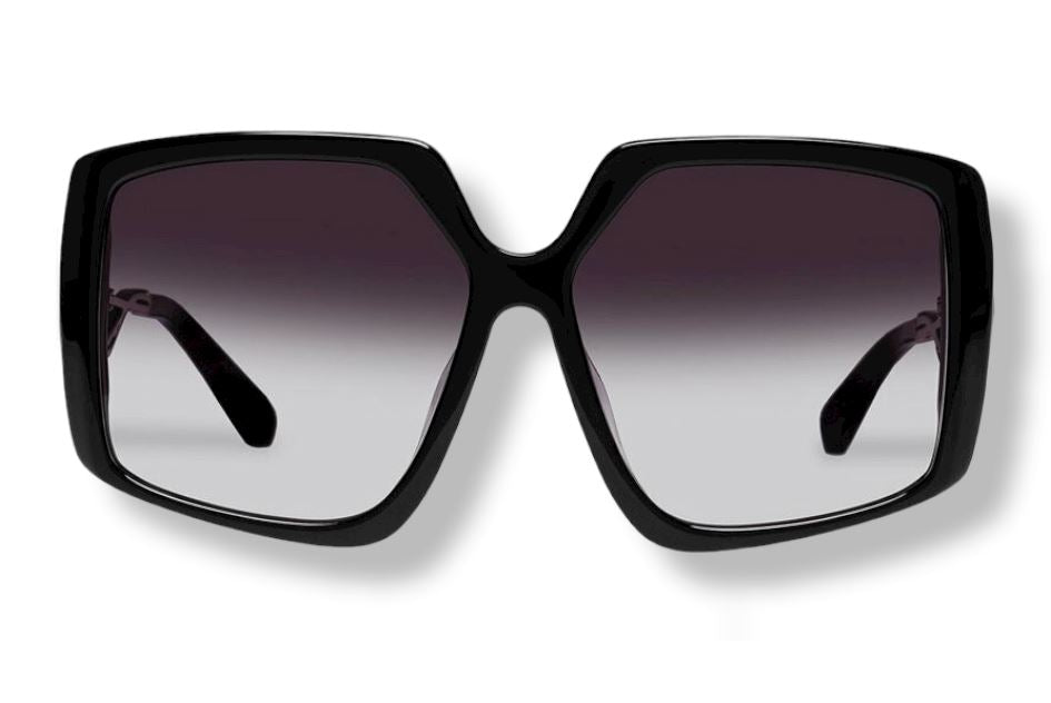 Karen Walker Celestial Sunglasses | Black Acetate, Oversize, UVA/UVB, Category 3