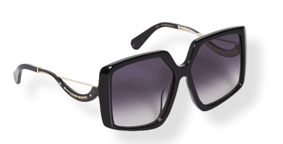 Karen Walker Celestial Sunglasses | Black Acetate, Oversize, UVA/UVB, Category 3