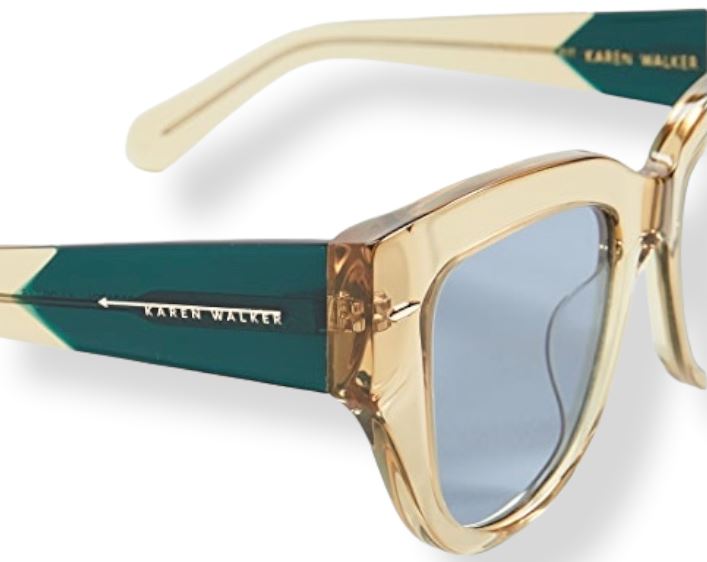 Karen Walker True North Sunglasses | Cat Eye, Sepia / Green, Acetate Frames, UVA