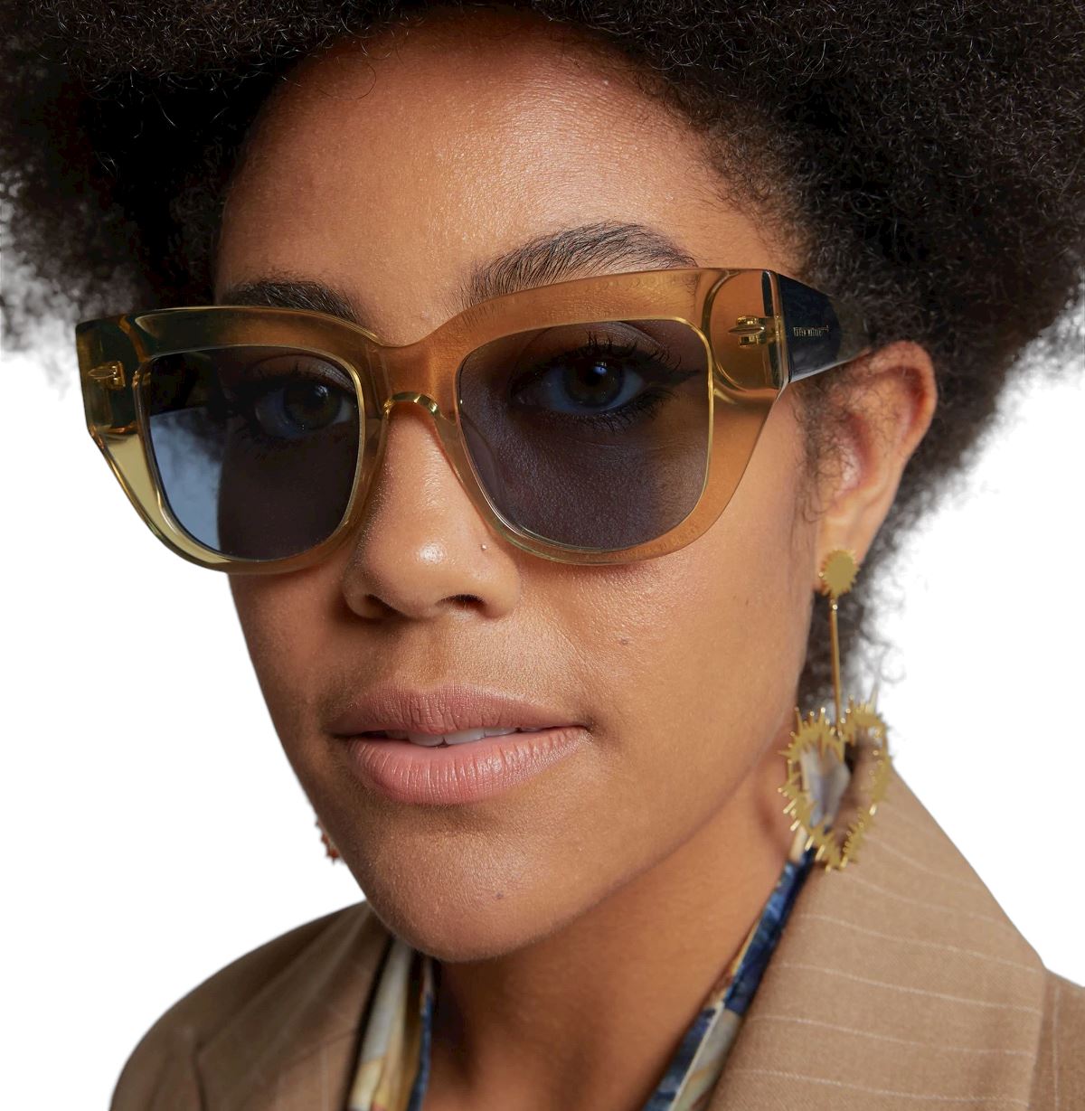 Karen Walker True North Sunglasses | Cat Eye, Sepia / Green, Acetate Frames, UVA