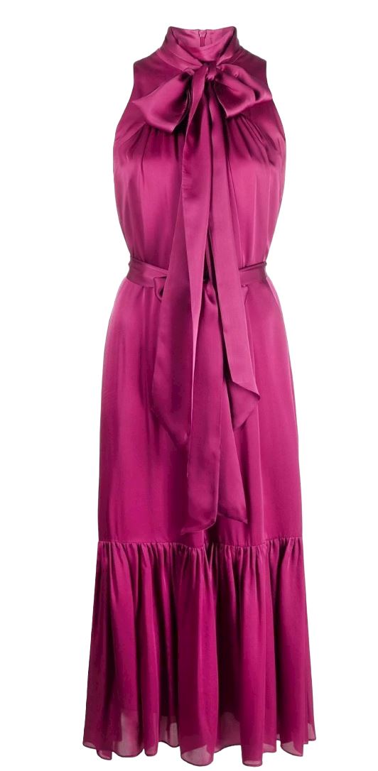 Zimmermann Tie Neck Billow Dress | Petunia/Hot Pink, 100% Silk, Picnic, Belted