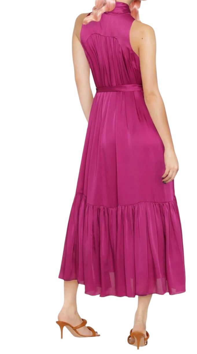 Zimmermann Tie Neck Billow Dress | Petunia/Hot Pink, 100% Silk, Picnic, Belted