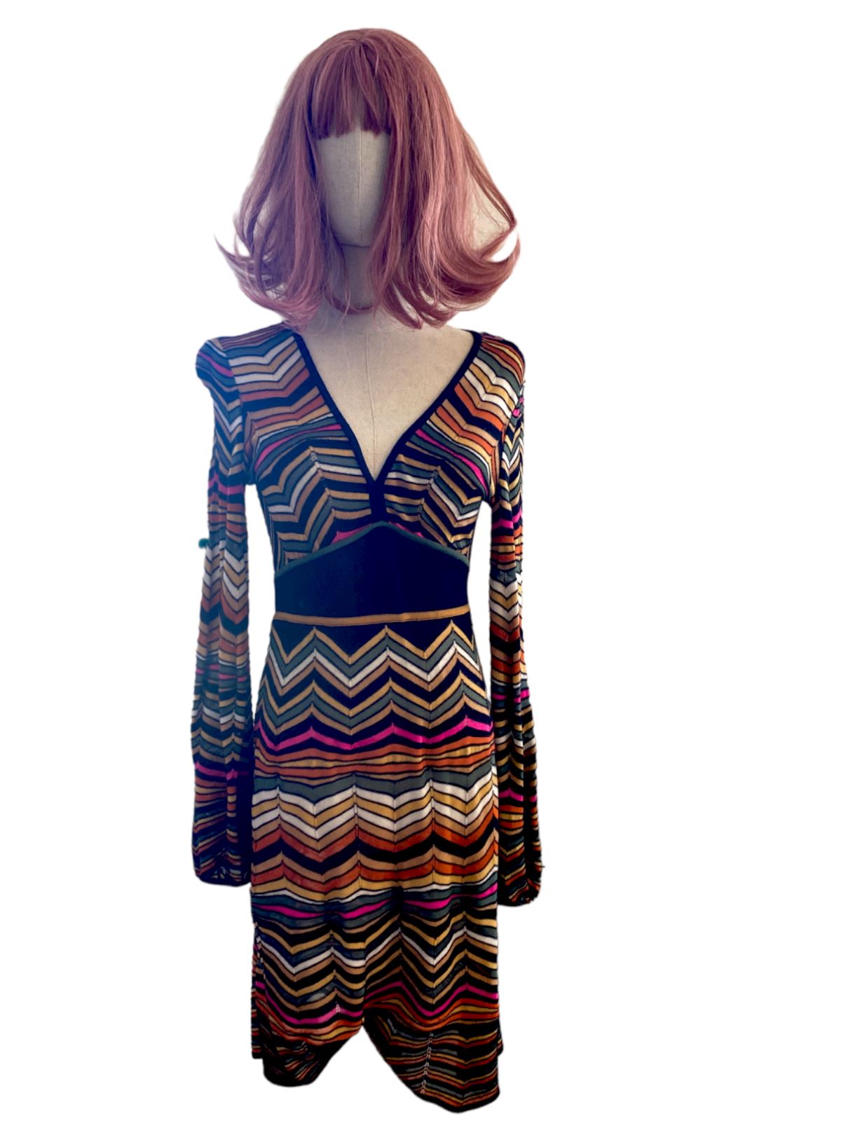 Missoni Knitted Midi Dress | Italian, Knit, Stripes, Jersey, ZigZags, Size 40