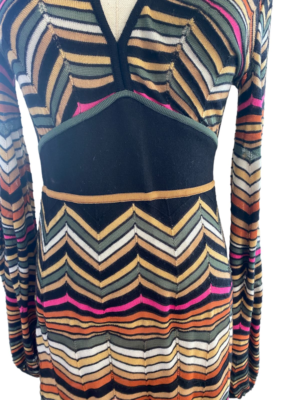 Missoni Knitted Midi Dress | Italian, Knit, Stripes, Jersey, ZigZags, Size 40