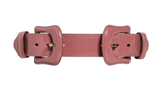 Zimmermann Double Buckle Belt | Patent Shiny Leather, Topstitching, Blush/Pink