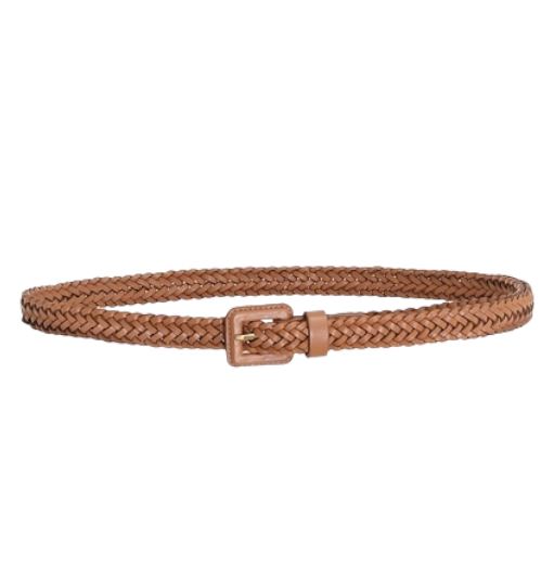 Zimmermann Narrow Woven Belt | Tan/ Brown, Adjustable Buckle, Skinny, Leather