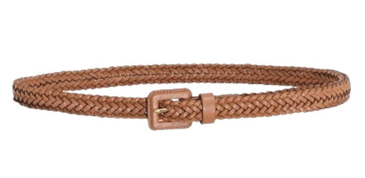 Zimmermann Narrow Woven Belt | Tan/ Brown, Adjustable Buckle, Skinny, Leather