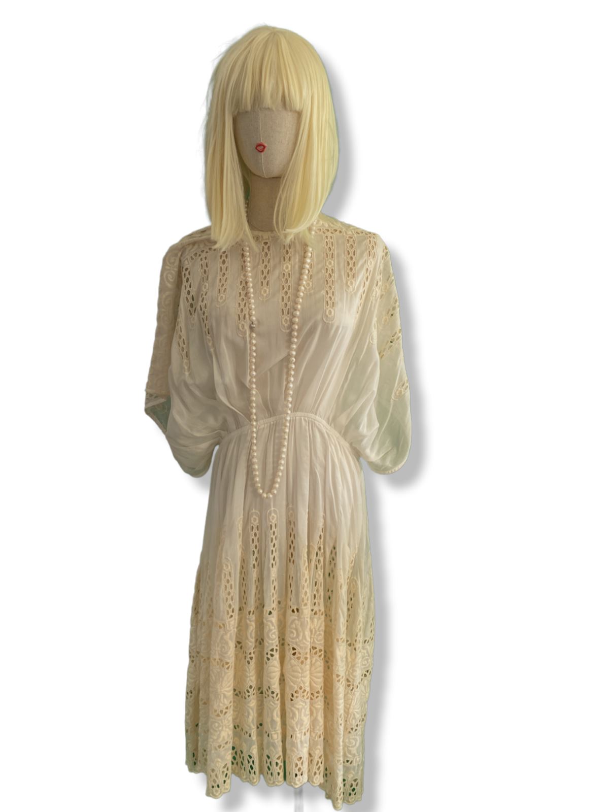 Zimmermann Eyelet Dress | Midi, Cream, Embroidery, Silk / Cotton, Kimono Size 1