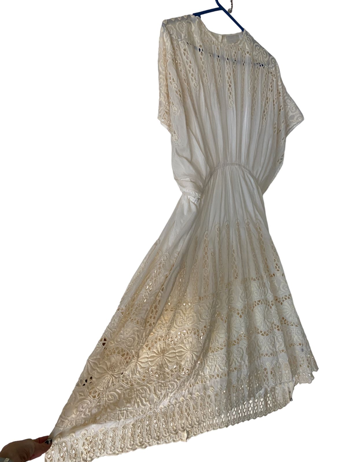 Zimmermann Eyelet Dress | Midi, Cream, Embroidery, Silk / Cotton, Kimono Size 1