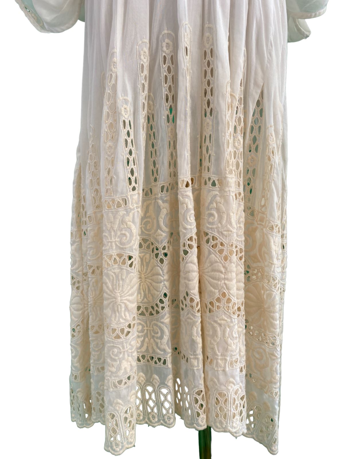 Zimmermann Eyelet Dress | Midi, Cream, Embroidery, Silk / Cotton, Kimono Size 1