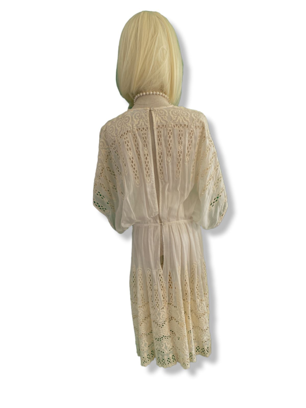 Zimmermann Eyelet Dress | Midi, Cream, Embroidery, Silk / Cotton, Kimono Size 1