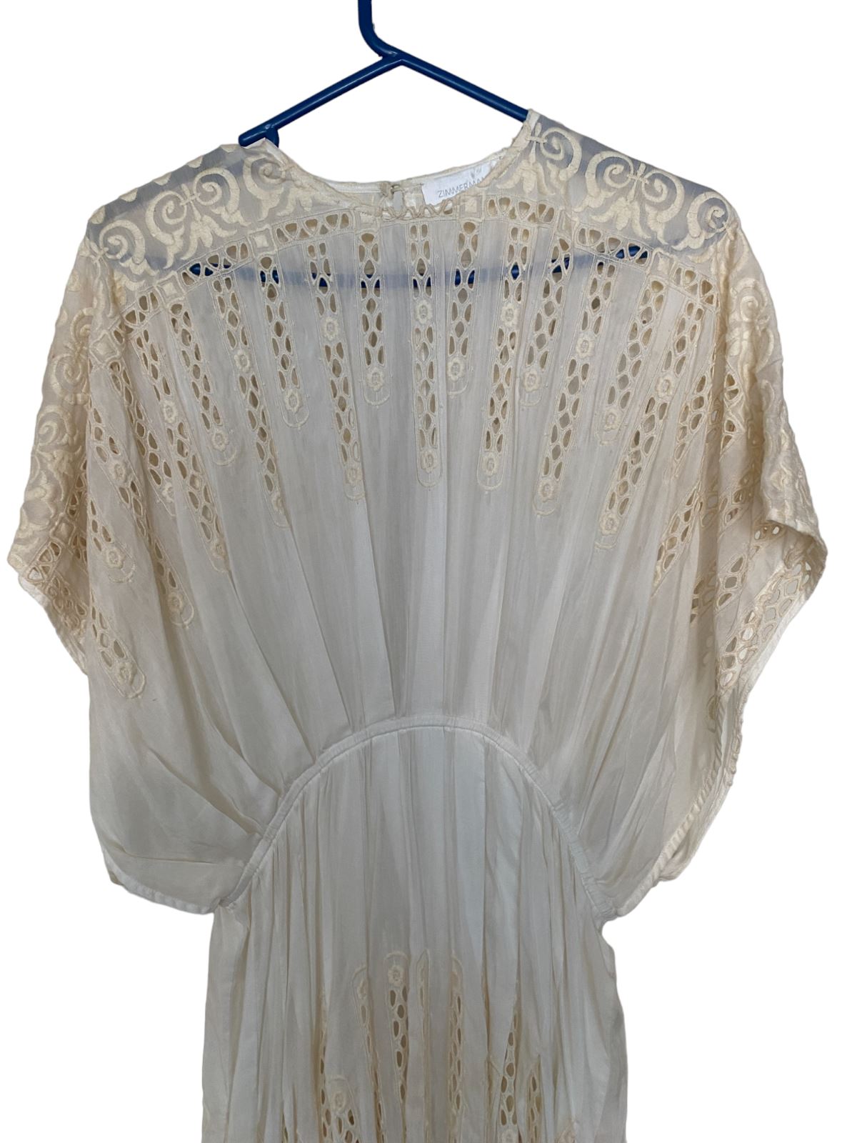 Zimmermann Eyelet Dress | Midi, Cream, Embroidery, Silk / Cotton, Kimono Size 1