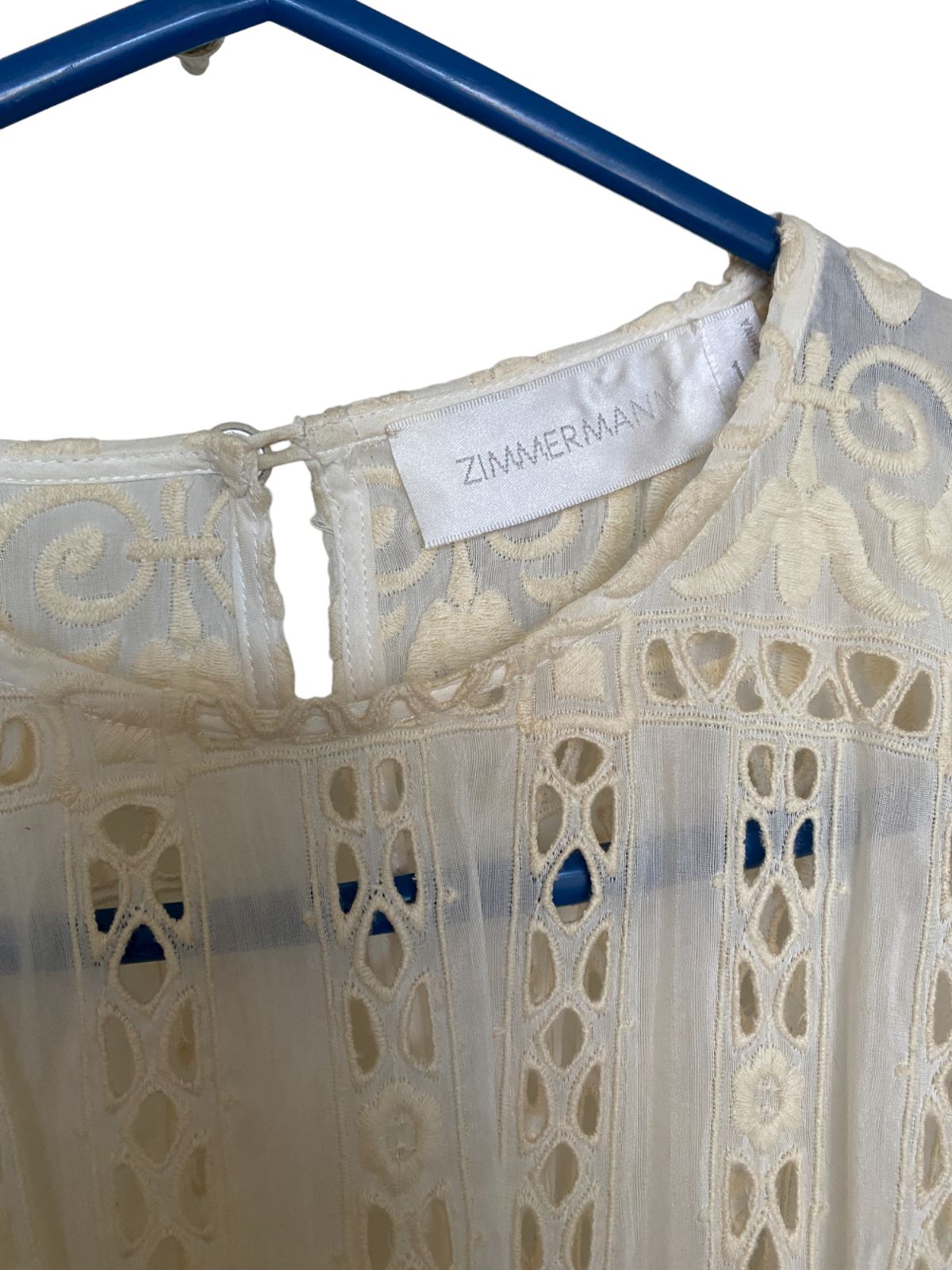 Zimmermann Eyelet Dress | Midi, Cream, Embroidery, Silk / Cotton, Kimono Size 1