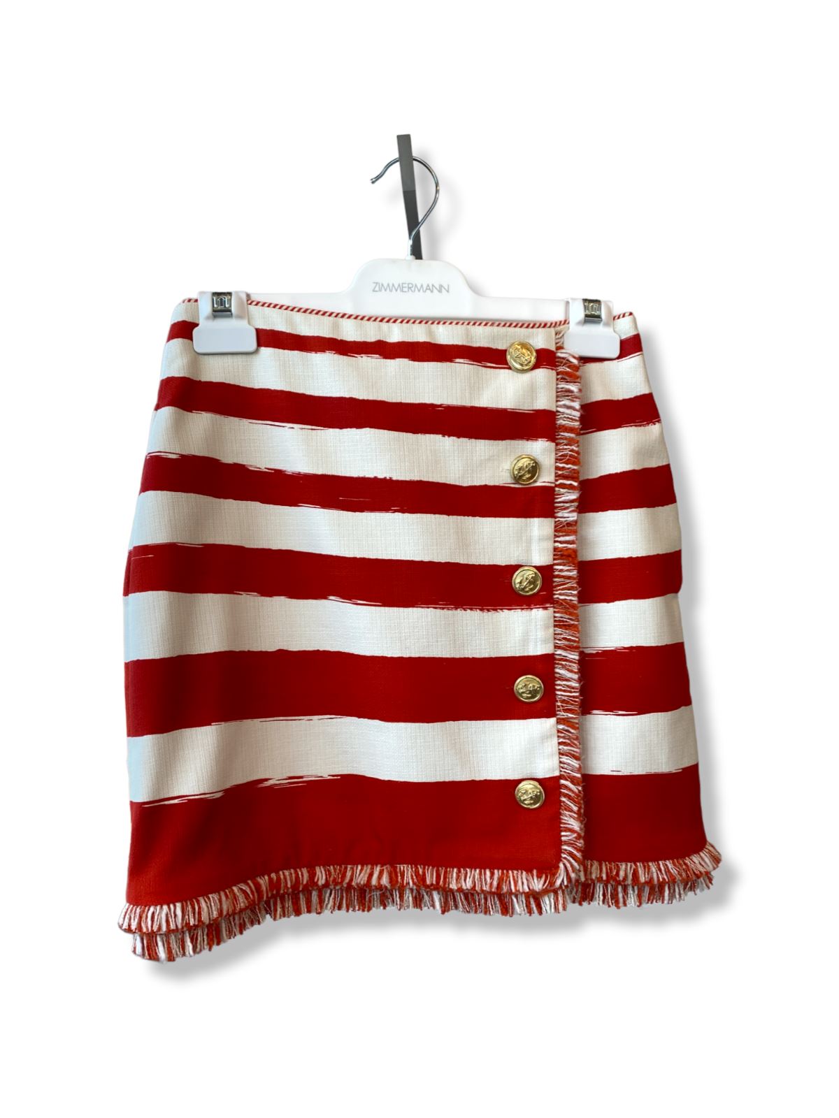 Zimmermann Postcard Skirt | Cotton, Red/ White Stripe, Mini, High Waist, Buttons