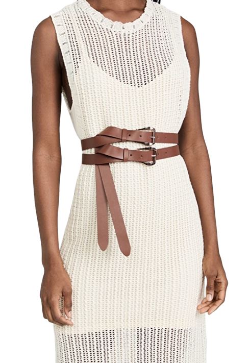 Zimmermann Double Buckled Wide Belt | Tan/Brown, Leather, Waist, Gold Buckles