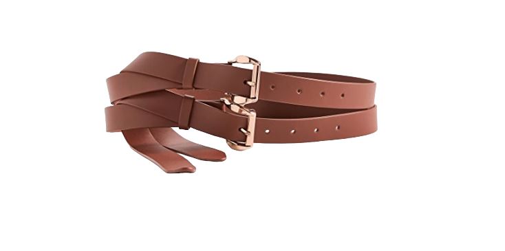 Zimmermann Double Buckled Wide Belt | Tan/Brown, Leather, Waist, Gold Buckles