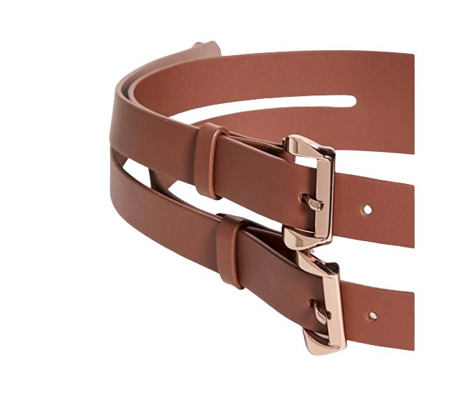 Zimmermann Double Buckled Wide Belt | Tan/Brown, Leather, Waist, Gold Buckles