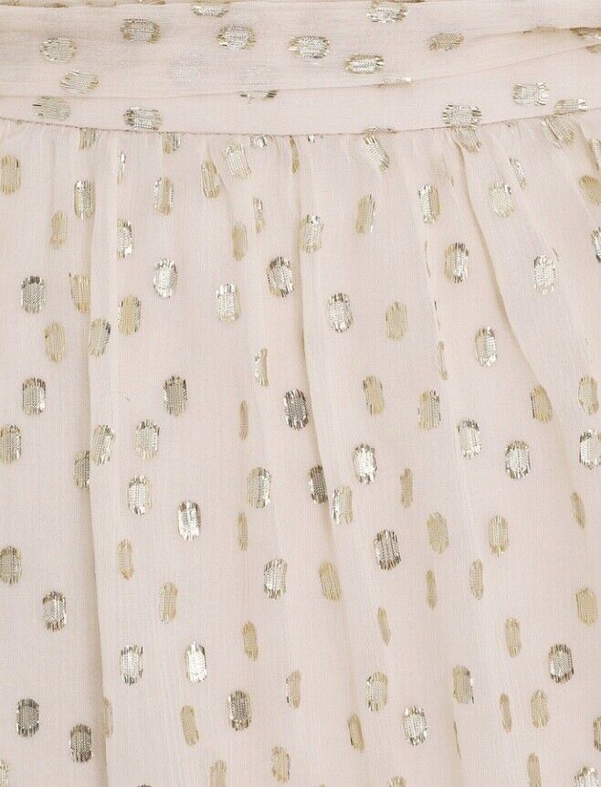 Zimmermann Lurex Dot Wrap Skirt | Cream & Gold, Silk Blend, Midi, Waist Tie