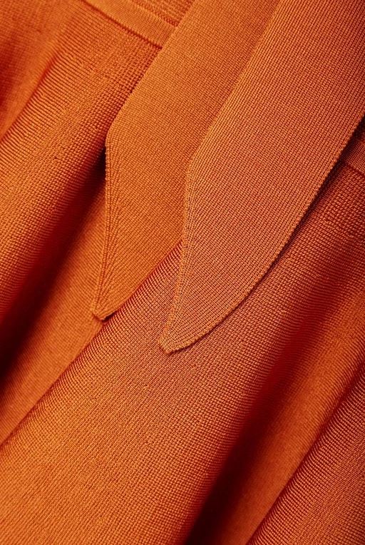 Zimmermann Knit Mini Dress | V Neck / Back, Waist Tie, Copper, Flounce Frill Hem