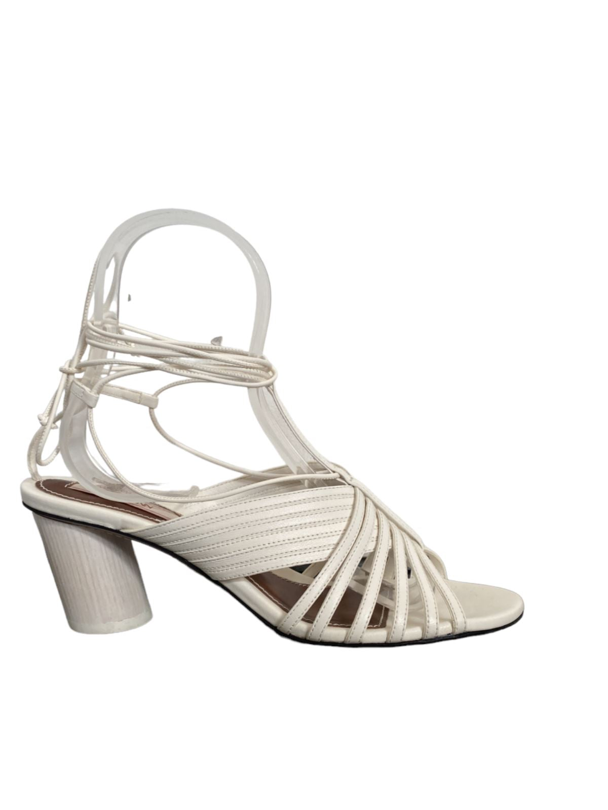 Zimmermann Crossover Strappy Mule | Block Heel, Sandal, White/Ivory, Ankle Strap