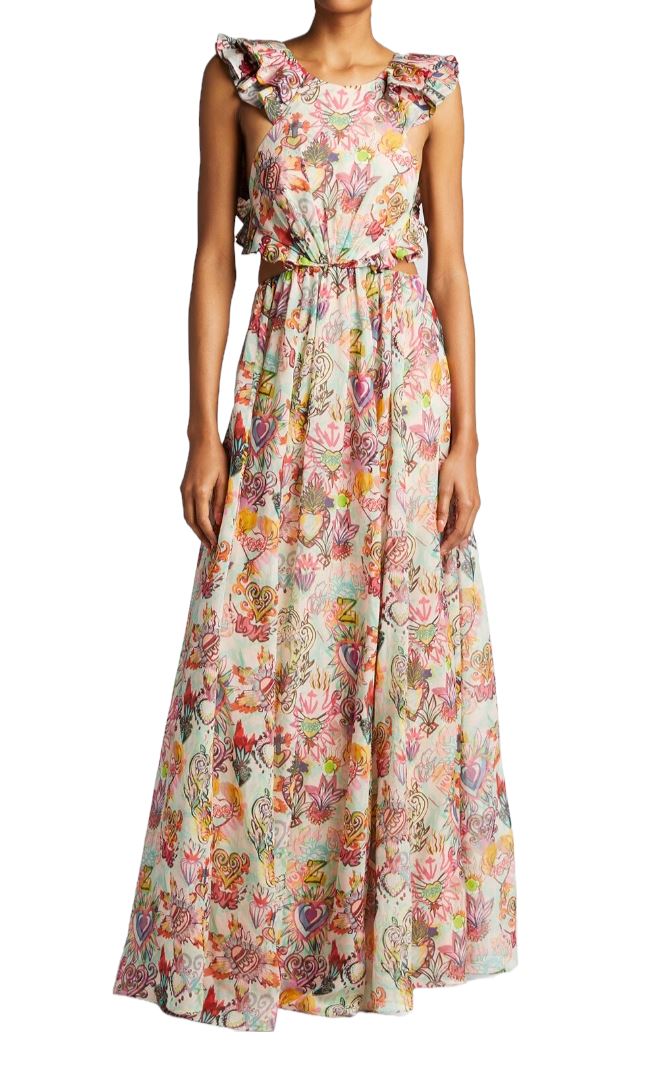 Zimmerman Lovestruck Ruffle Maxi Dress | Cotton/Silk Blend, Cut Outs, Ruffles