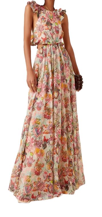 Zimmerman Lovestruck Ruffle Maxi Dress | Cotton/Silk Blend, Cut Outs, Ruffles