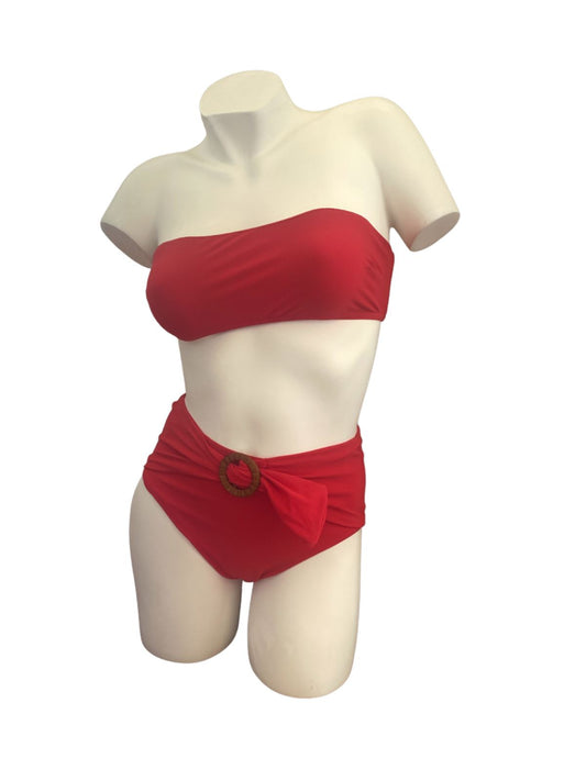 Zimmermann Riders Buckle Waist Bikini | Red/Scarlet, High Rise,  Ratan Accent