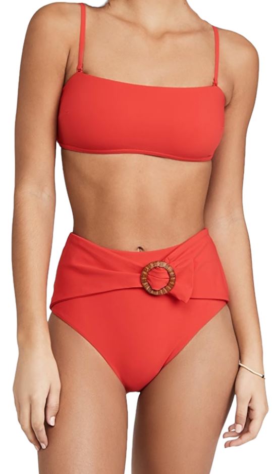 Zimmermann Riders Buckle Waist Bikini | Red/Scarlet, High Rise,  Ratan Accent