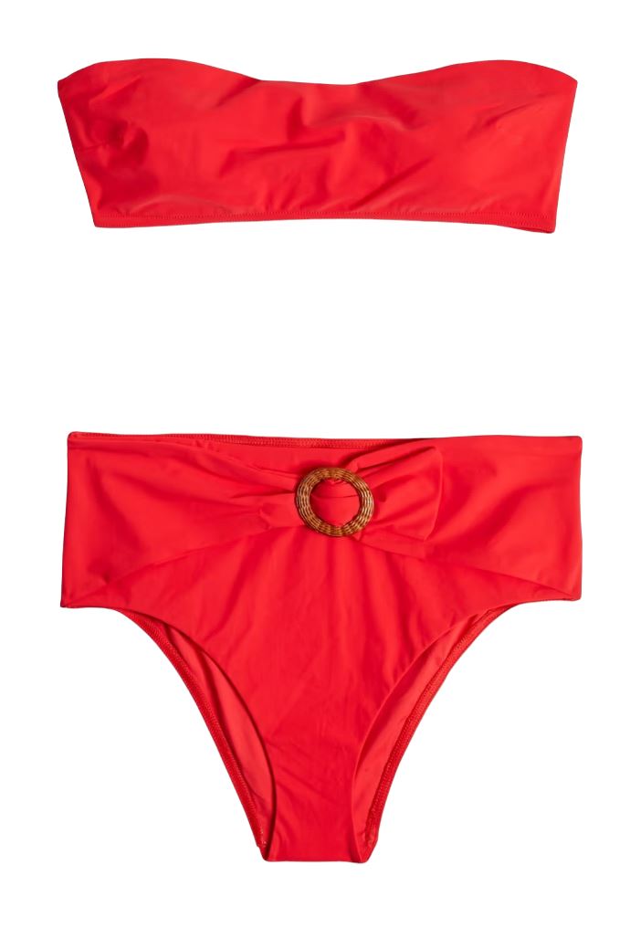 Zimmermann Riders Buckle Waist Bikini | Red/Scarlet, High Rise,  Ratan Accent