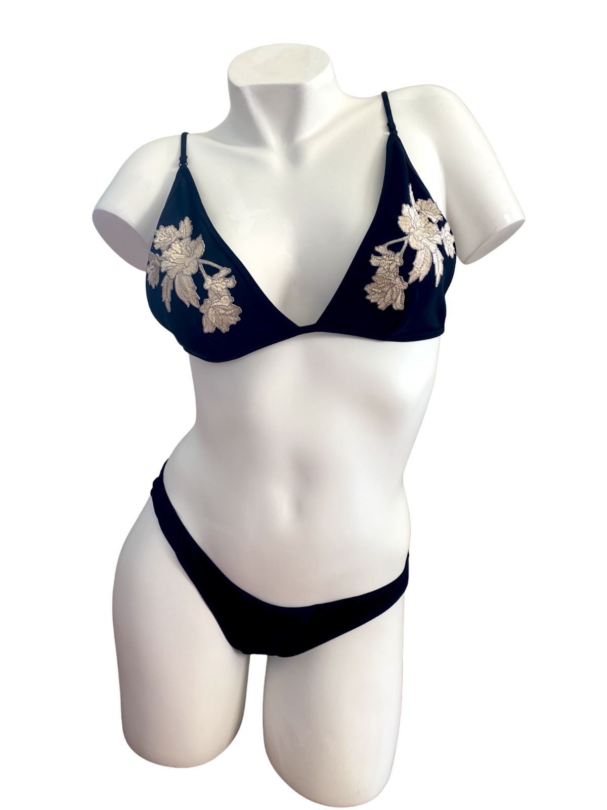 Zimmermann Divinity Bonded Motif Bikini Set |BLack Flower Applique Triangle Top