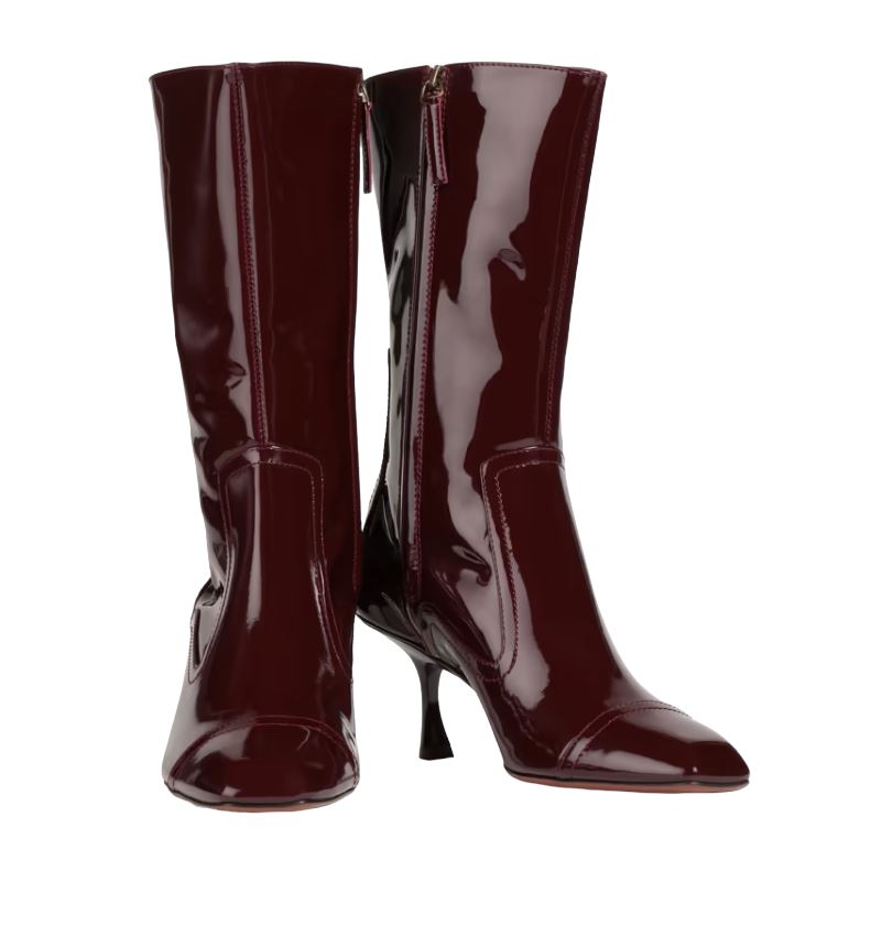 Zimmermann Patent Ankle Boots | Burgundy / Italian Made, Square Toe, Kitten Heel