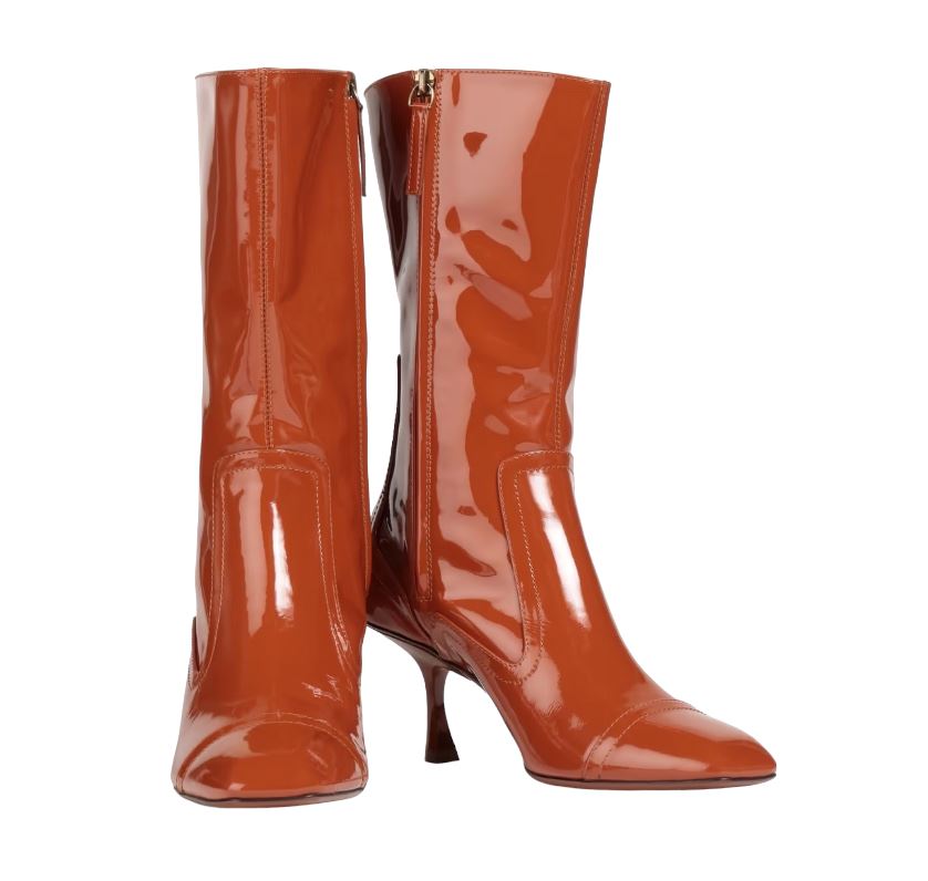 Zimmermann Patent Ankle Boots | Russet / Tan/ Italian Made, Square Toe, Kitten