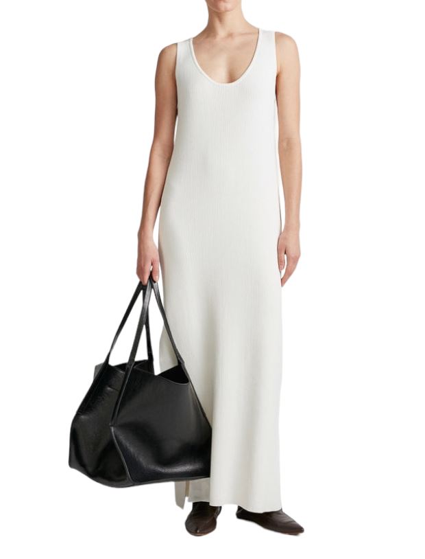 CAMILLA AND MARC Swanson Dress | Off-White, Knit, Side Slit, Stretch, Scoop Neck