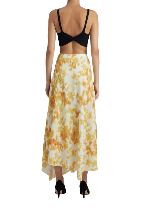 CAMILLA AND MARC Samba Skirt | Yellow Floral Print, Asymmetrical, Cascading