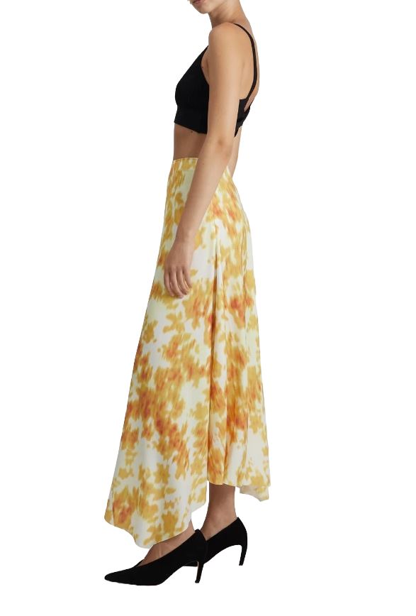 CAMILLA AND MARC Samba Skirt | Yellow Floral Print, Asymmetrical, Cascading