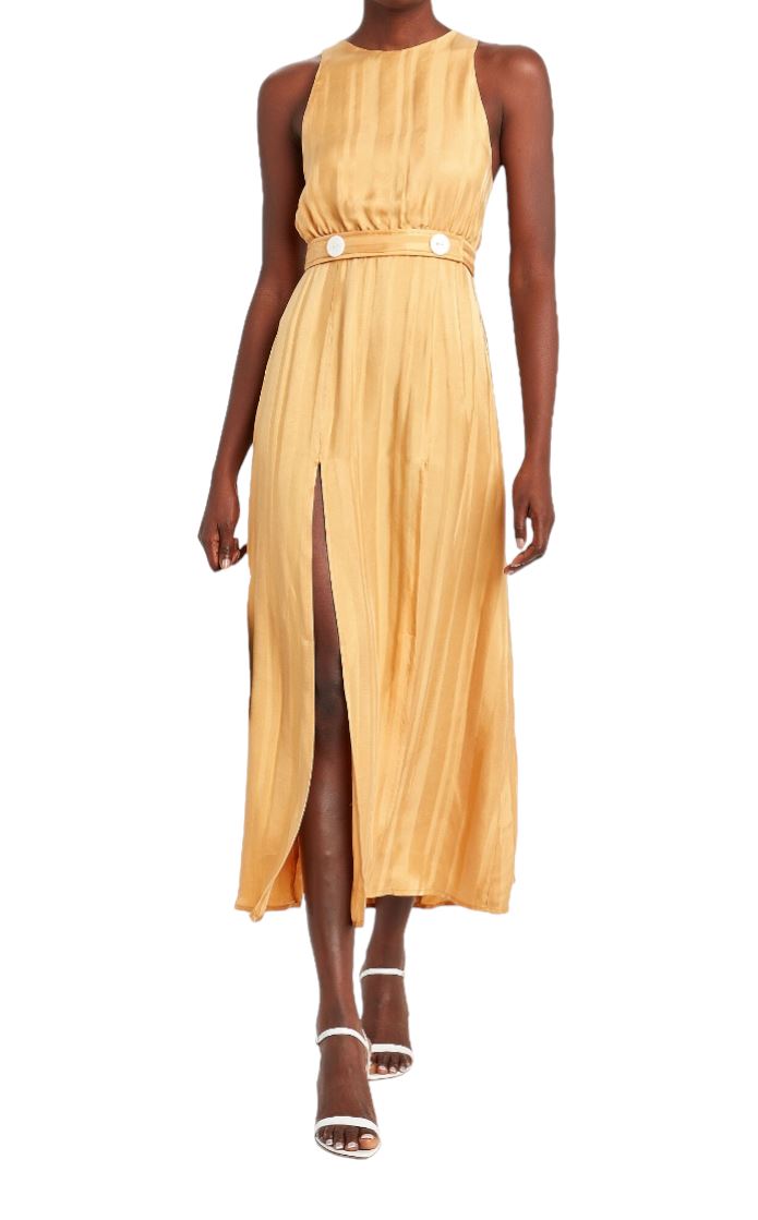 Shona Joy Sho Daisy Split Skirt Midi Dress | Saffron/Mustard, Keyhole