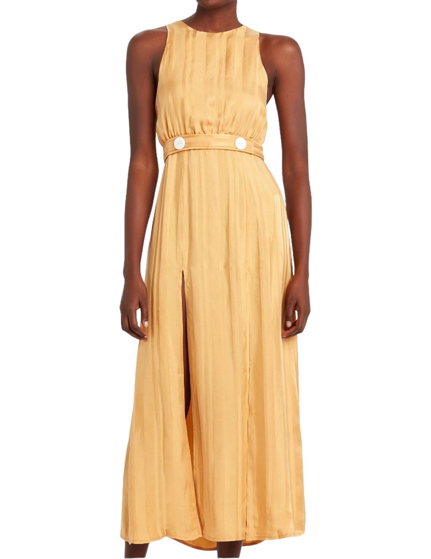 Shona Joy Sho Daisy Split Skirt Midi Dress | Saffron/Mustard, Keyhole