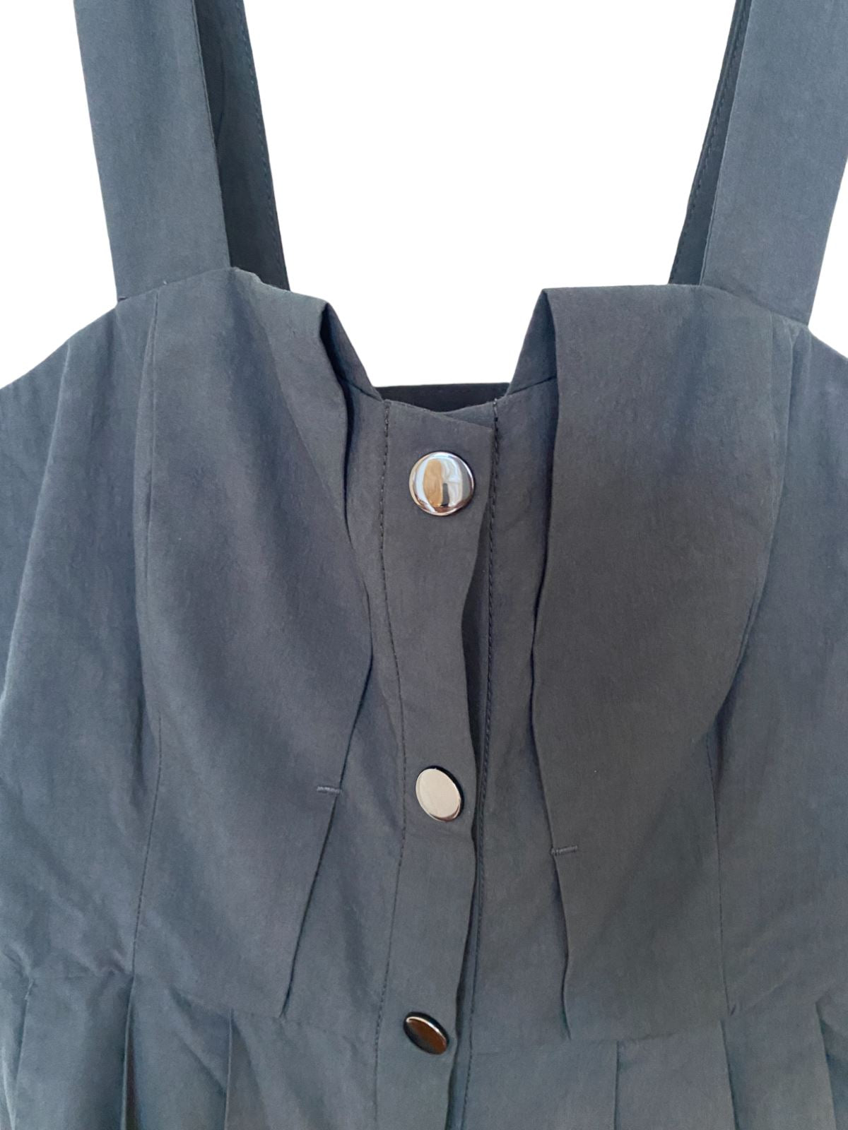 Cue Midi Dress | Snap Buttons Front, Size 6, 100% cotton, Dark Grey / Gunmetal